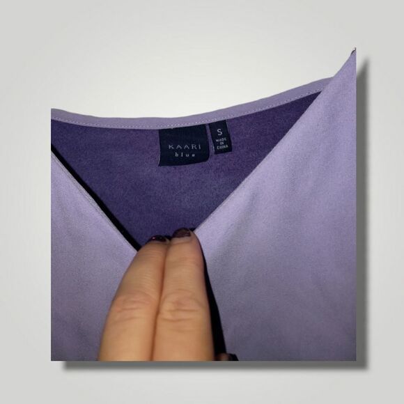 Kaari blue Up Cycled lavender ruffle flowy blouse tank top Small - Picture 6 of 6